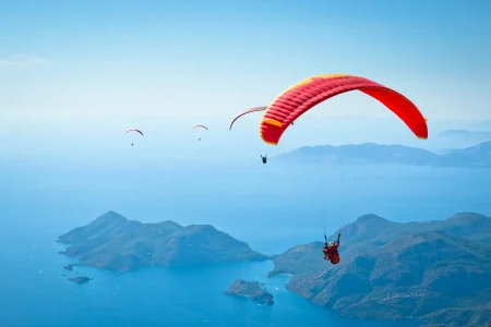 Specifically, a view of a Fethiye Paragliding Experience – Soar Over the Turquoise Coast with Travellers Choose.